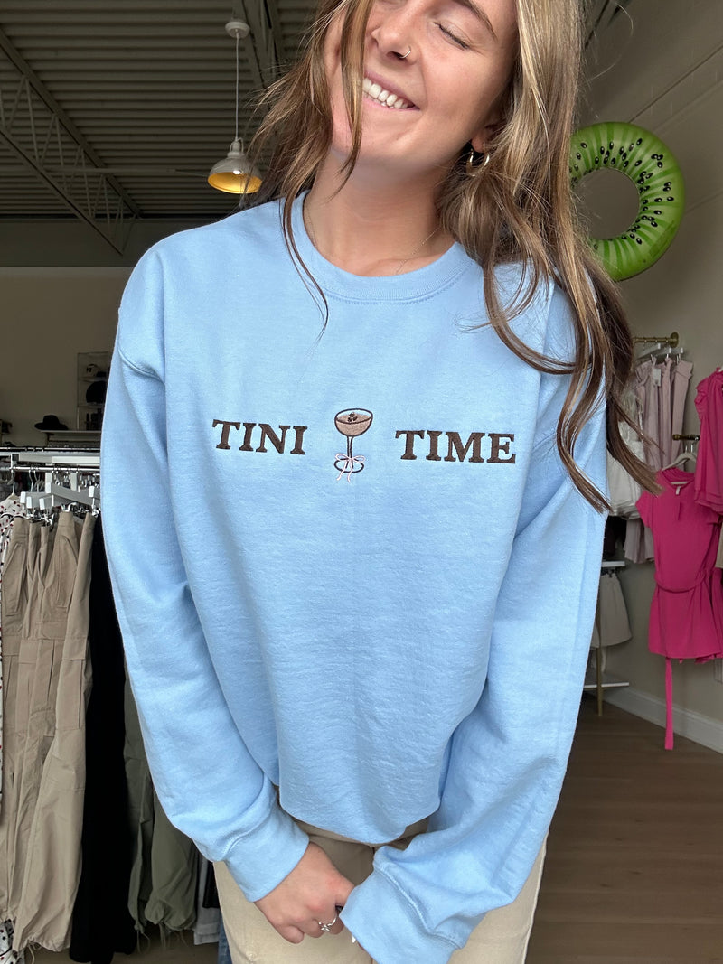 Tini Time Embroidered Crewneck Sweatshirt