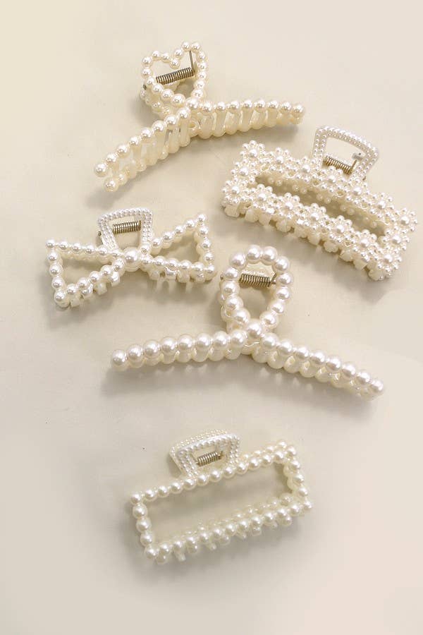 PEARL HAIR CLAW CLIPS: OVAL