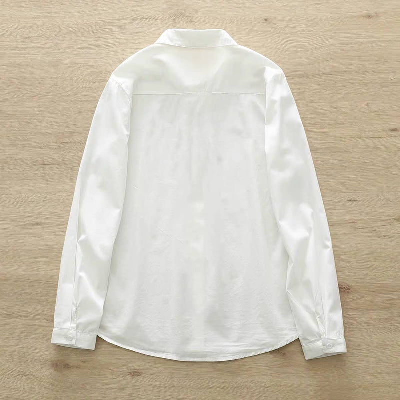 Floral Fines Embroidered Button-Up in White