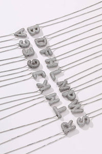 Initial Pavé Bubble Balloon Necklace in Silver