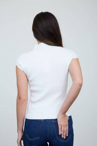 MOCK NECK SEAMLESS SHORT SLEEVE CARDIGAN