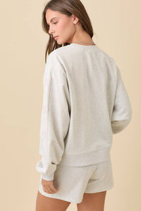 Crewneck With Ribbon Bows in Heather Grey