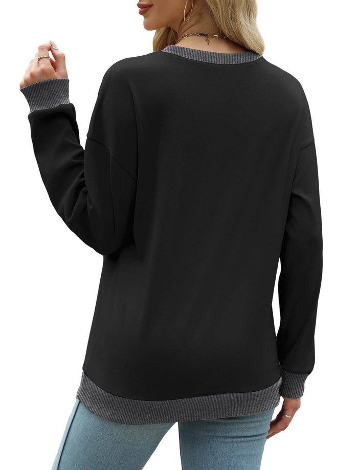 Colorblock Crewneck Pullover in Black