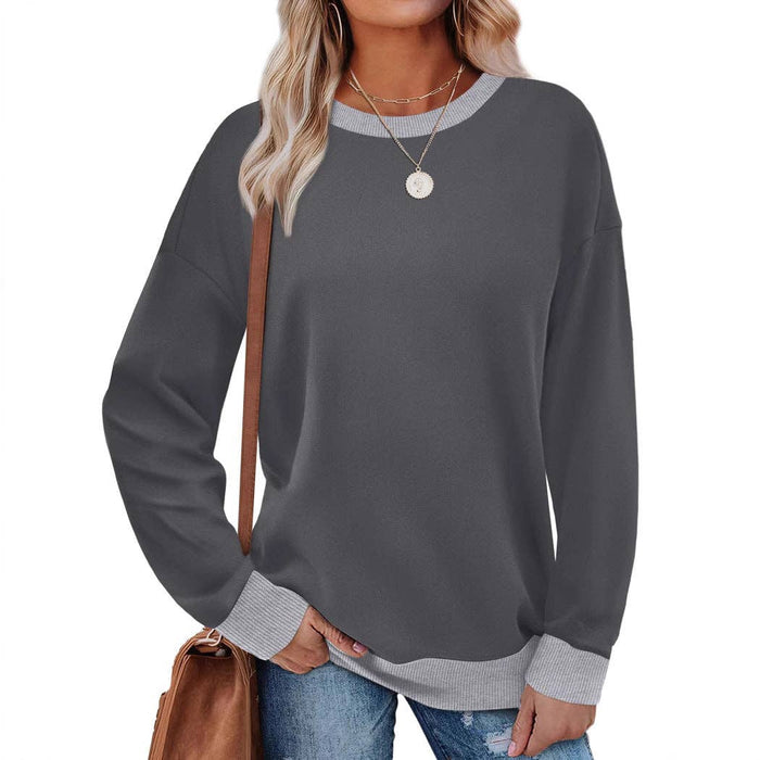 Colorblock Crewneck Pullover in Grey