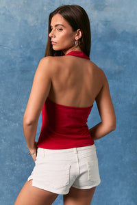 AMERICAN FLAG HALTER NECK SLEEVELESS TOP