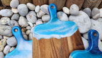Ocean Waves With Resin Design on Black Walnut Cutting Board