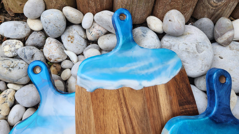 Ocean Waves With Resin Design on Black Walnut Cutting Board