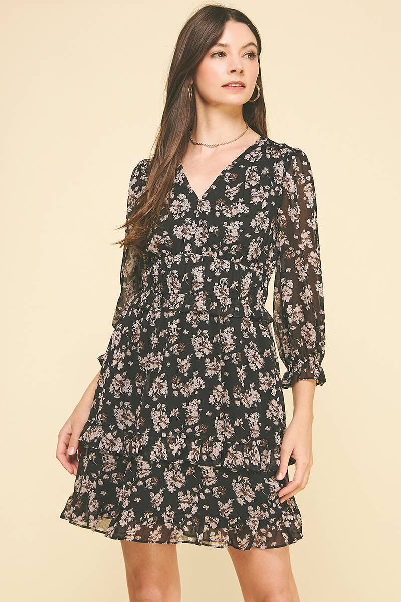 Floral Chiffon Mini Dress