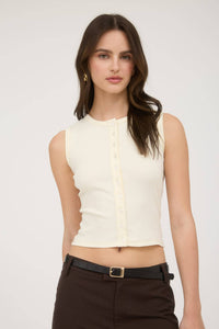 Button Down Knit Tank Top in Cream