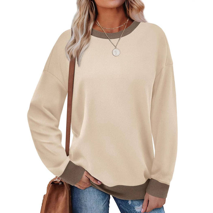 Colorblock Crewneck Pullover in Apricot