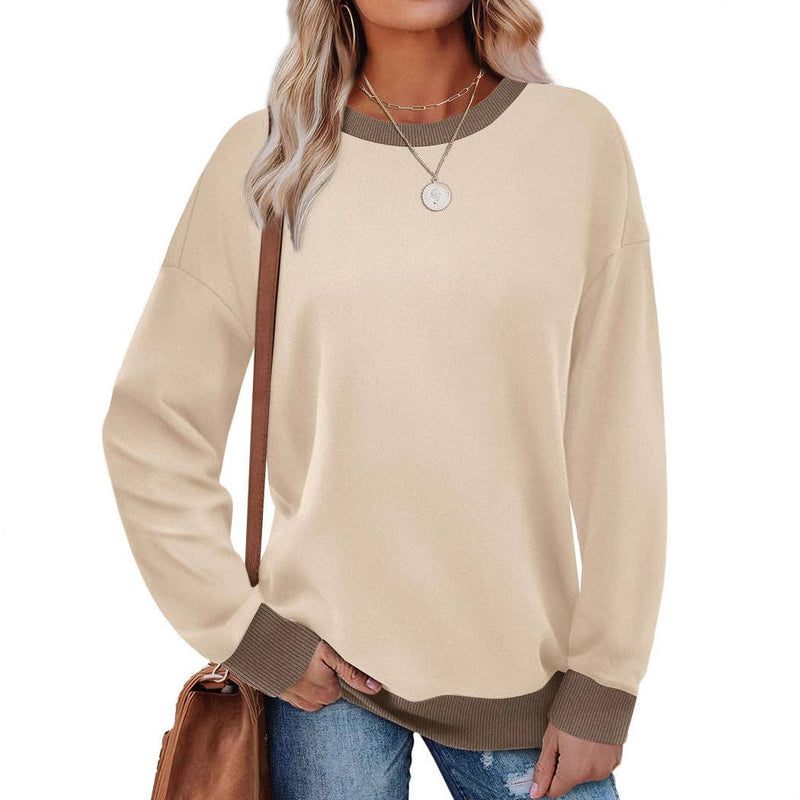 Colorblock Crewneck Pullover in Apricot