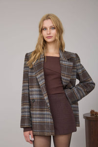 Plaid Notch Collar Jacket
