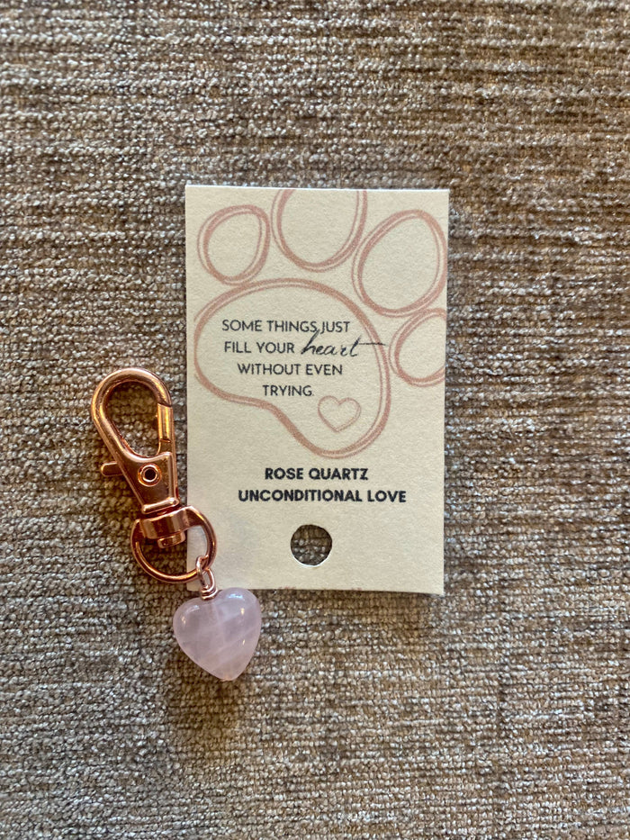 Unconditional  Love Pet Tag  Rose Quartz Heart Dog/Cat Charm