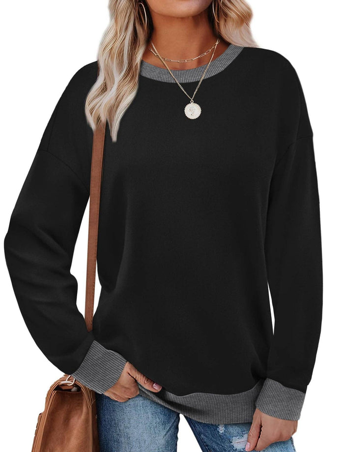 Colorblock Crewneck Pullover in Black