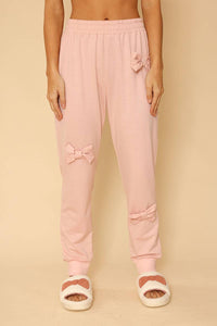 Bow Expression Jogger Sweatpants in Baby Pink