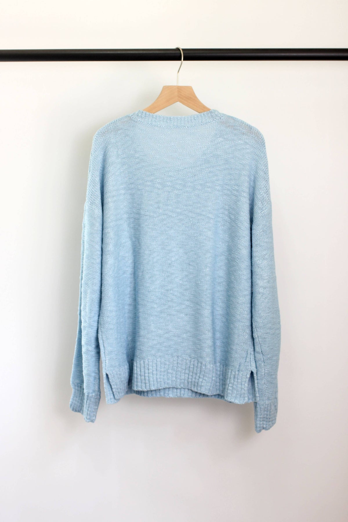 America Embroidered Sweater in Dusty Blue