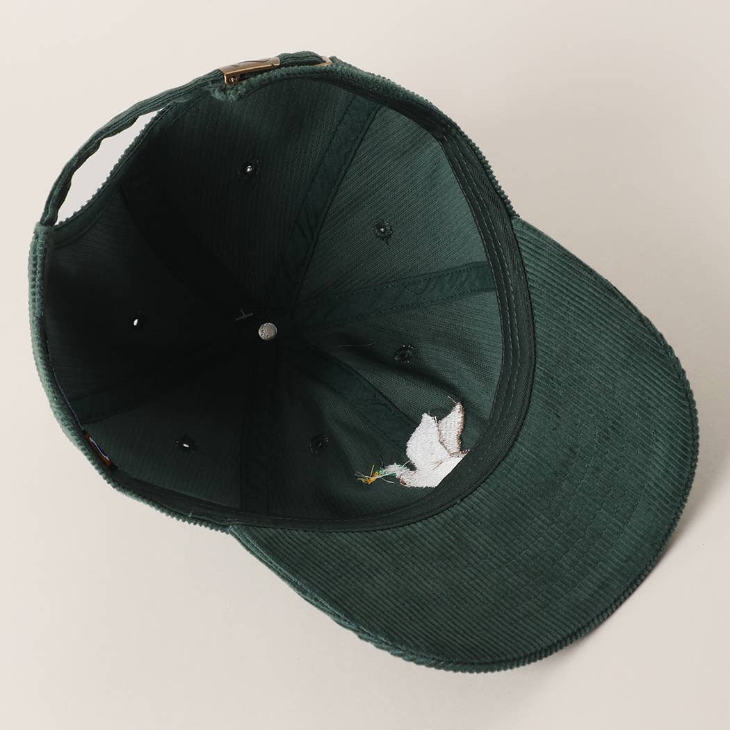 FLYING MALLARD Embroidered Corduroy Baseball Cap: MAUVE / One Size
