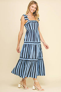 Striped Maxi Dress in Navy Blue