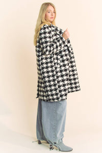 Knit Tweed Double Button Jacket in Black White