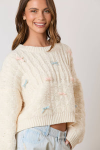 Mini Bow Coquette Cable Knit Sweater