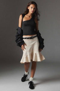 Irregular Solid Tank Top in Black