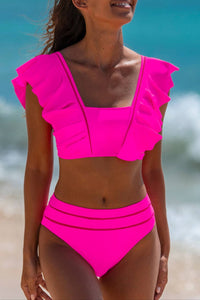 Rosy Red Ruffle Bikini