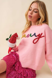 Oh So Merry Sweater in Pink