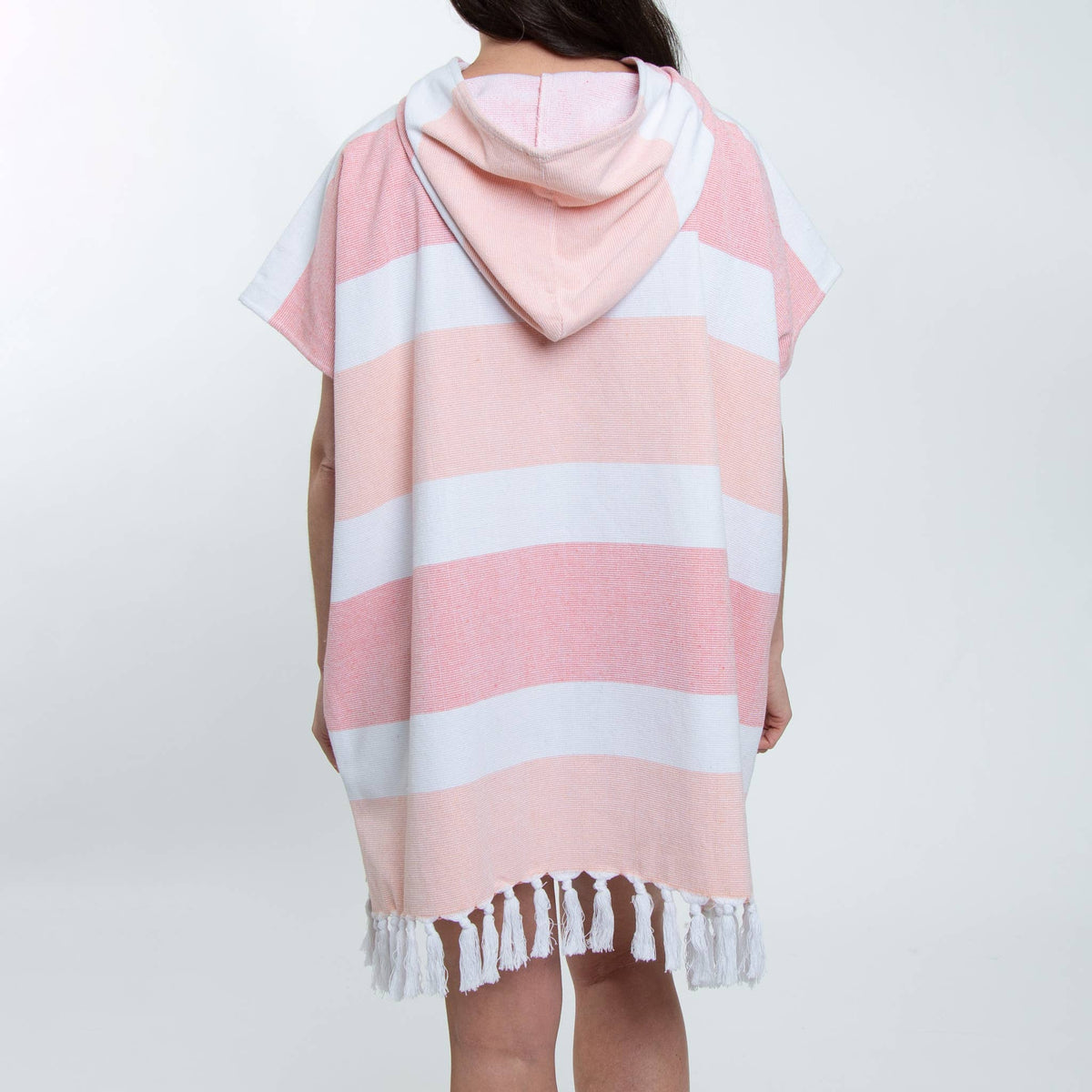 Hooded Poncho Swimsuit Cover Up in Coral