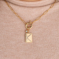 K Initial Necklace with Paperclip Chain: 18k Gold Plated