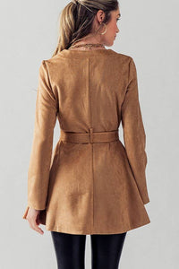 Soft Suede Tie Waist Jacket in Camel