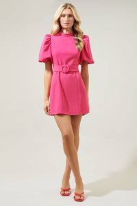 Rica Suave Margaret Bubble Sleeve Mini Dress in White
