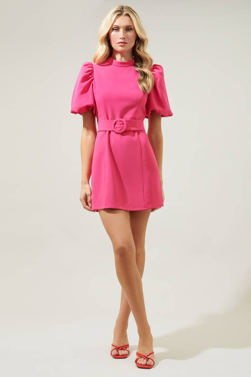 Rica Suave Margaret Bubble Sleeve Mini Dress in White