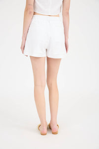 High Waist Pleated White Short