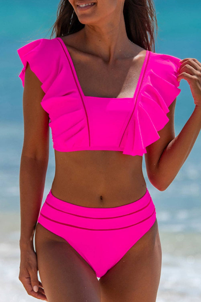 Rosy Red Ruffle Bikini