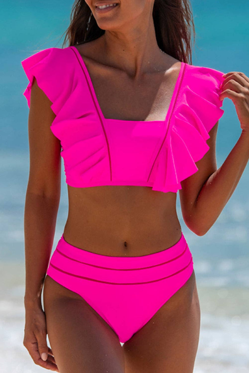 Rosy Red Ruffle Bikini