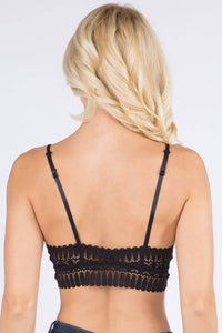Padded Lace Silhouette Bralette in Black