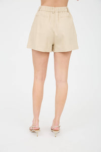 High Waist Pleated White Short