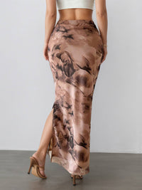 Printed Maxi with Side Slit in Coffee
