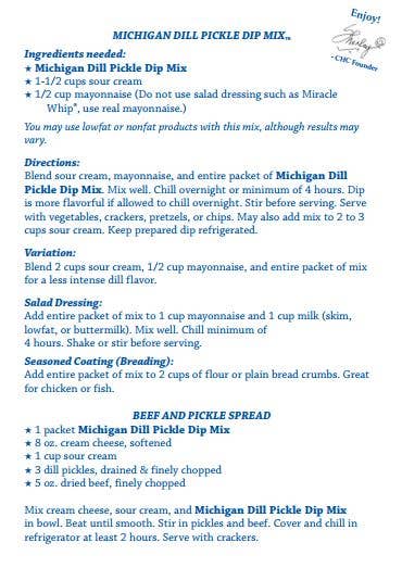Michigan Dill Pickle Dip Mix