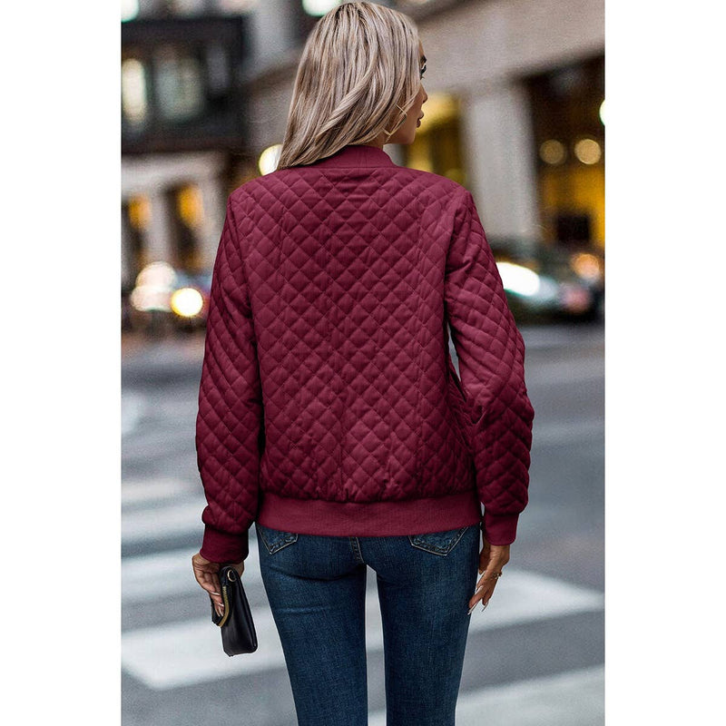 Plaid Bomber Jacket in Wine