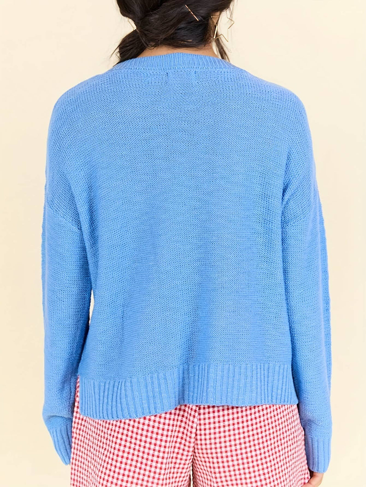 Slouchy Stars & Stripes Knitted Pullover Sweater