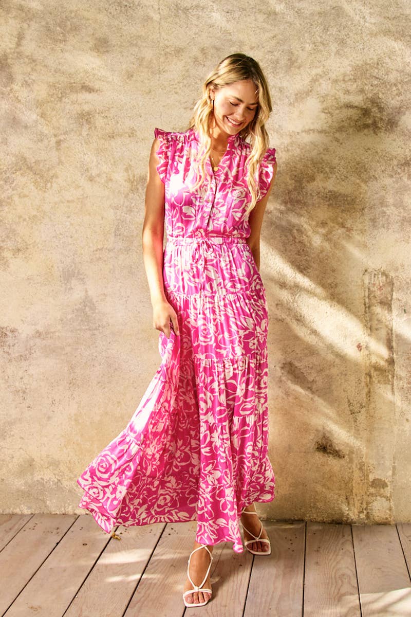 Floral Maxi Dress in Pink