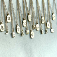 Zodiac Horoscope Gold Tag Necklace