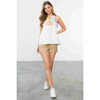 Embroidered Halter Neck Top in White