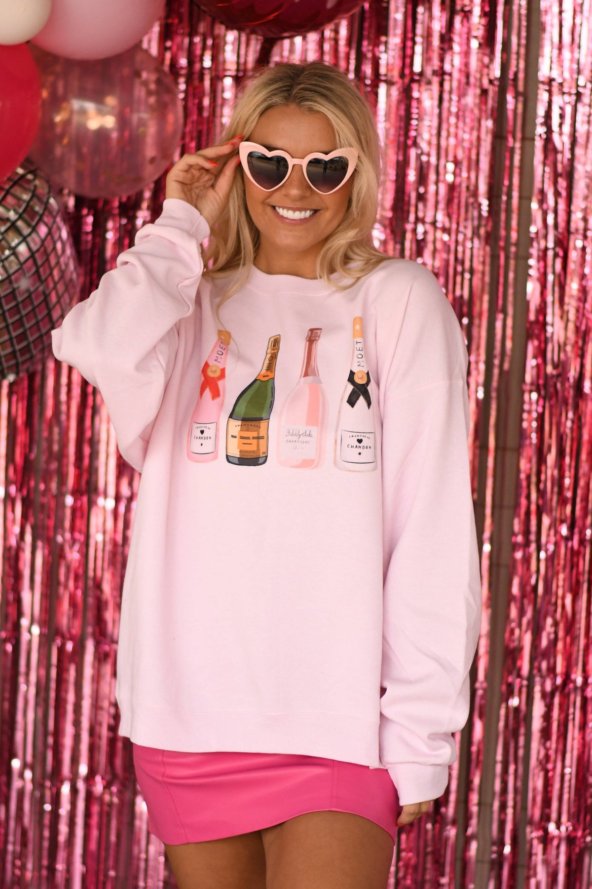 Champagne Crewneck in Pale Pink