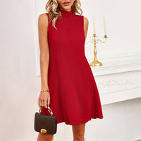 Little Red Dress with Tying Back Bow Collar
