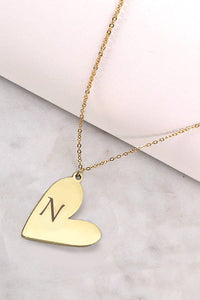 Tarnish-Free Initial Heart Necklace in Gold