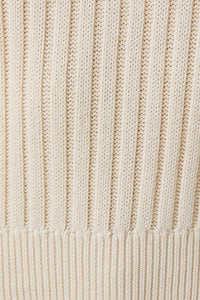 ROUND NECK PUFF SHORT SLEEVE CABLE SWEATER: APRICOT / M