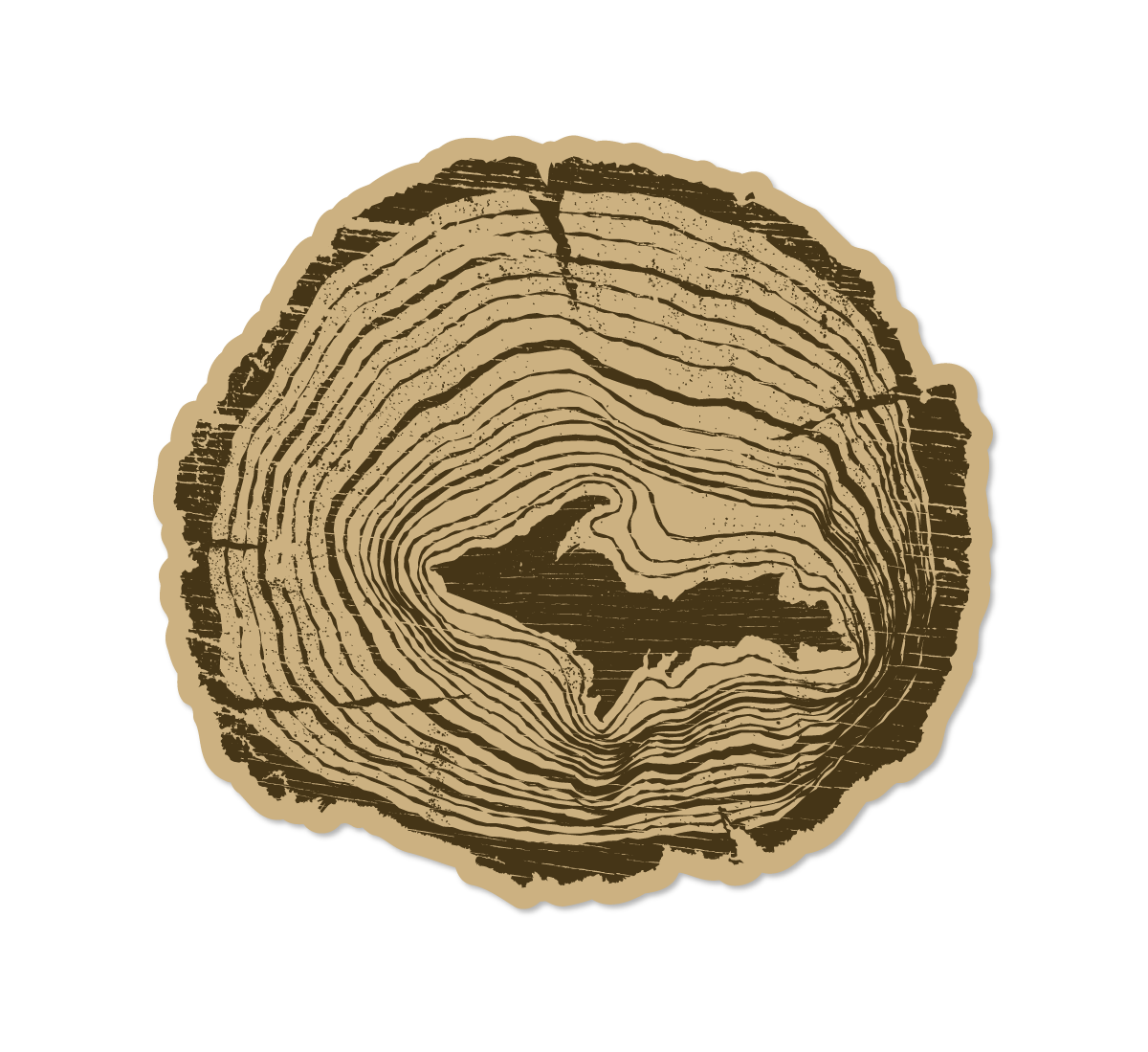 Upper Peninsula of Michigan Tree Rings Sticker