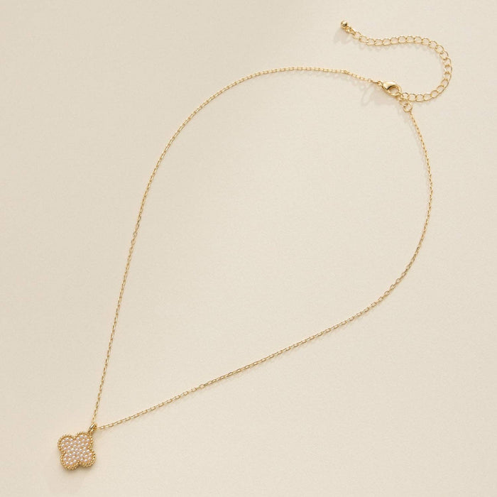 Gold Pendant Necklace with Delicate Beaded Accents